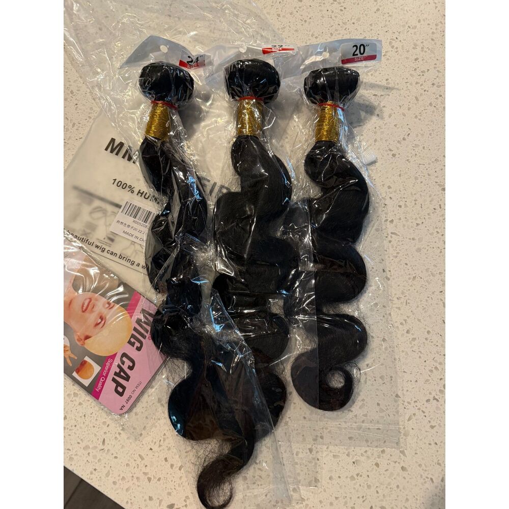 20 22 24in Body Wave Human Hair Bundles 3-Pack Natural Black 270g Black #1